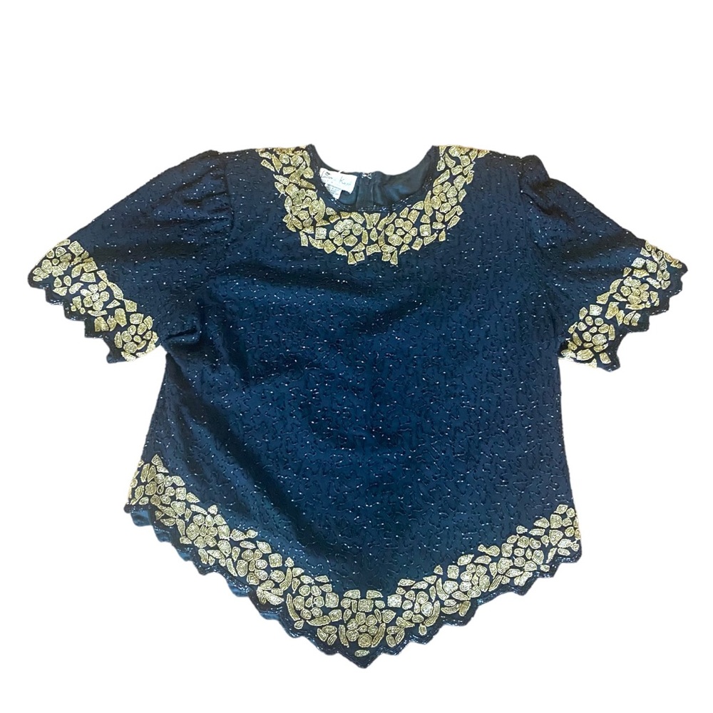 485 Laurence Kazar Beaded Top 2x